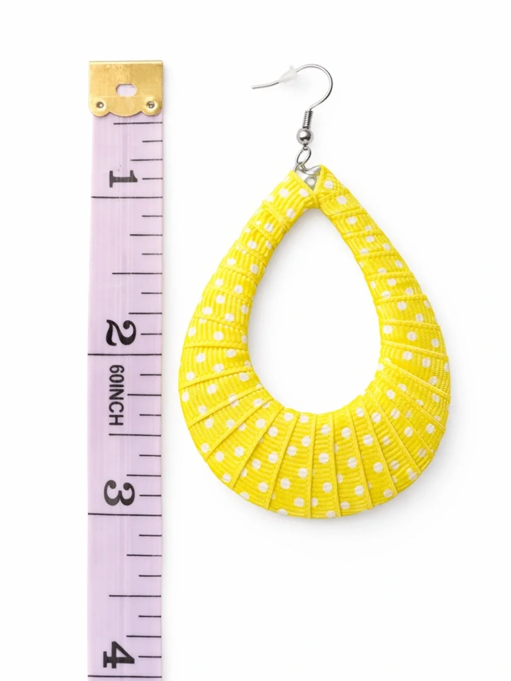 Bright Yellow Polka Dot Teardrop Lightweight‎ Statement Earrings